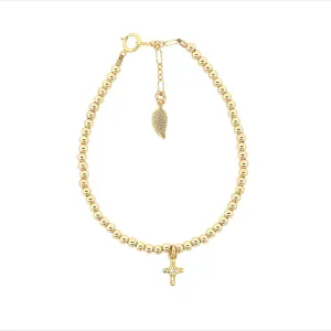 "GRACE" Cross 14K Gold Filled Bracelet: Stretchy 7"