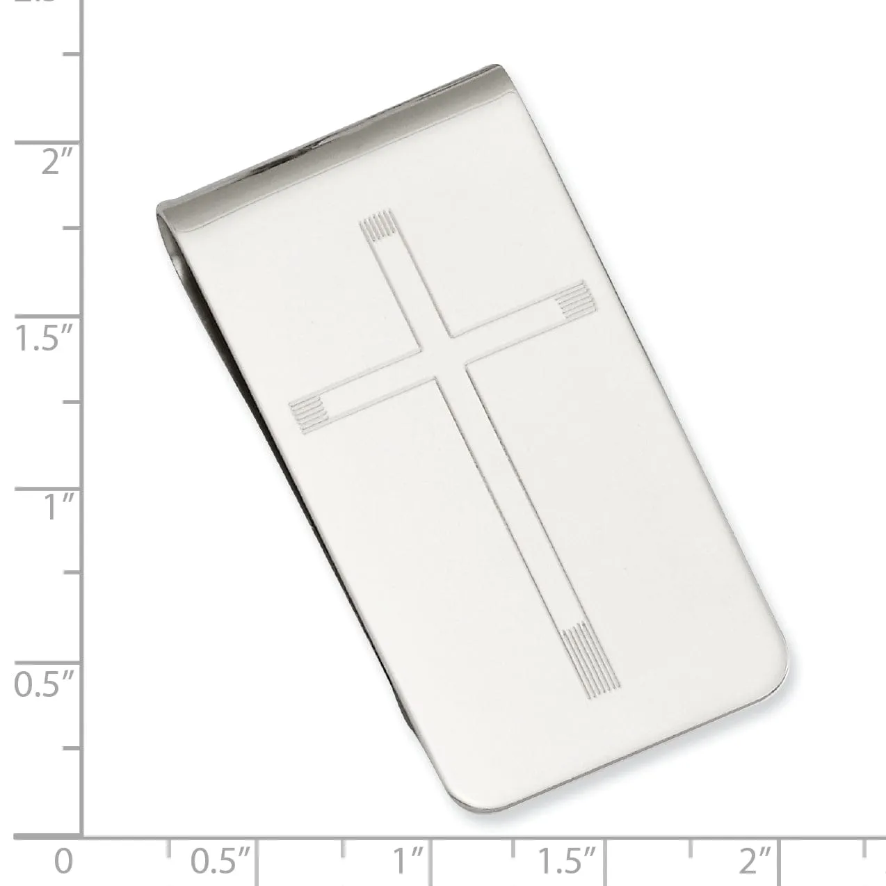 Rhodium Plated Cross Engravable Money Clip