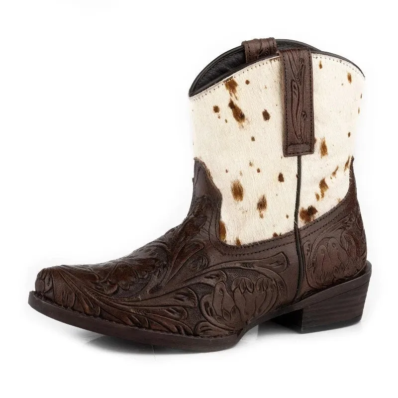 Roper Boots Womens Dusty Tooled/Hair on