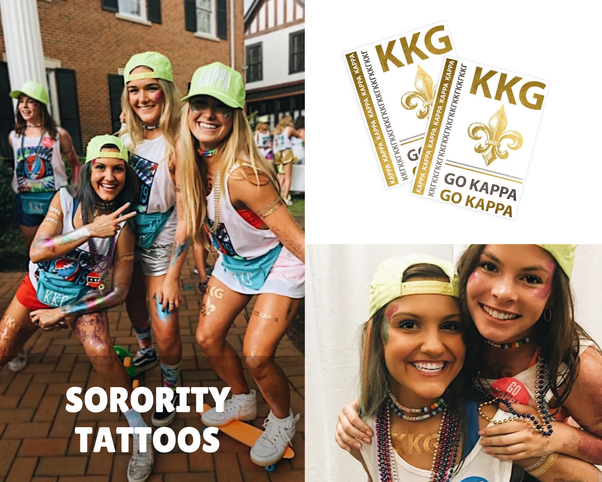 Samples of custom metallic tattoo for your next sorority event