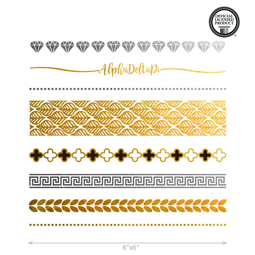 Samples of custom metallic tattoo for your next sorority event