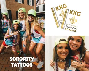 Samples of custom metallic tattoo for your next sorority event