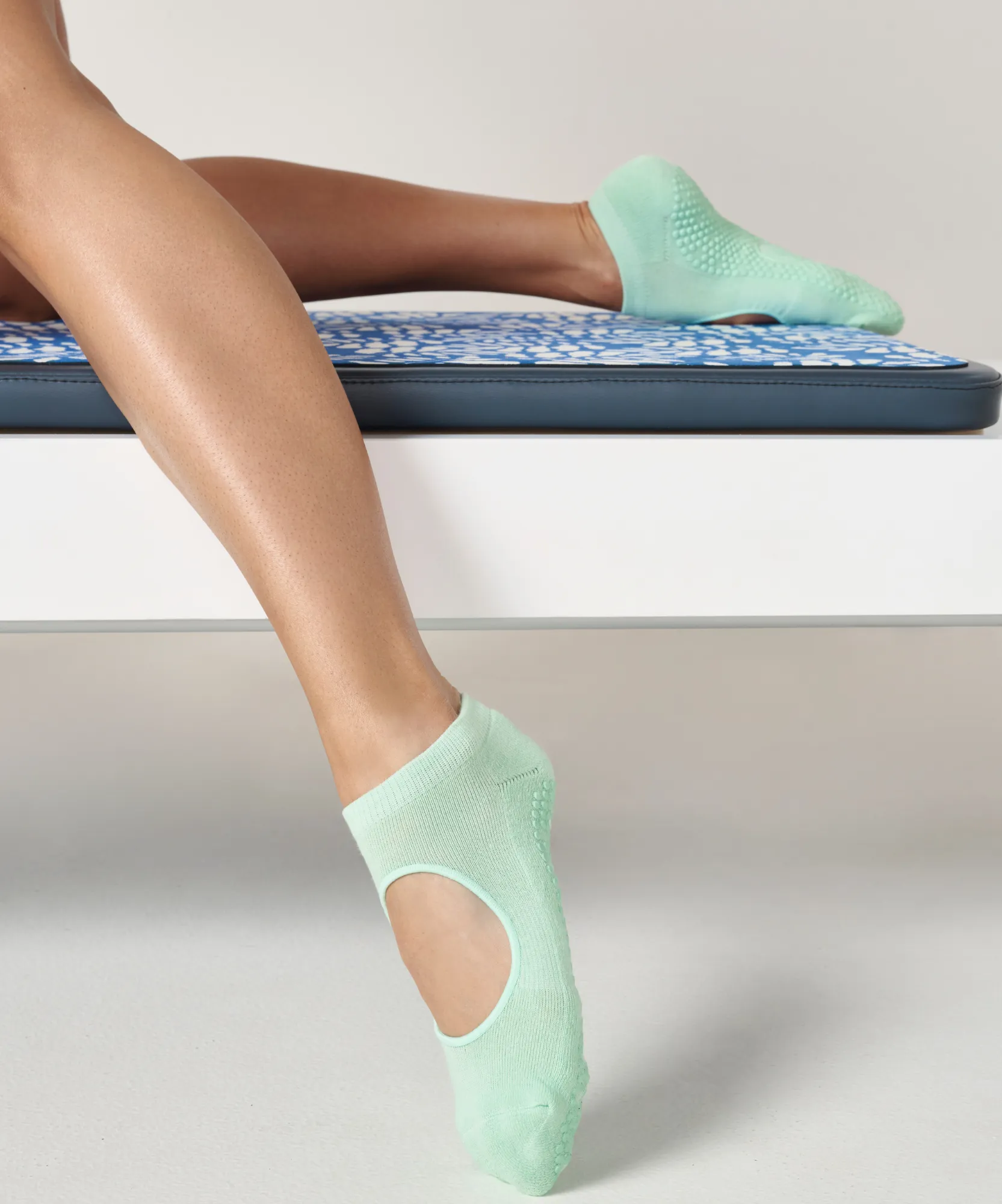 Slide On Non Slip Grip Socks - Mint