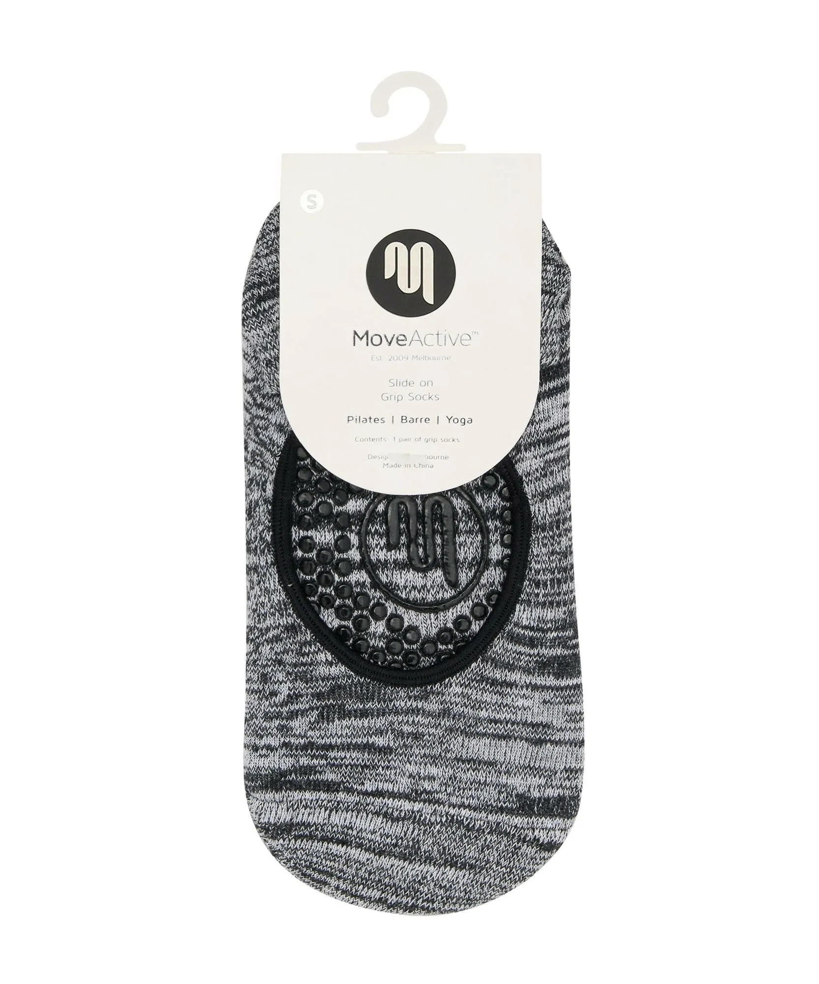 Slide On Non Slip Grip Socks - Monochrome Marle