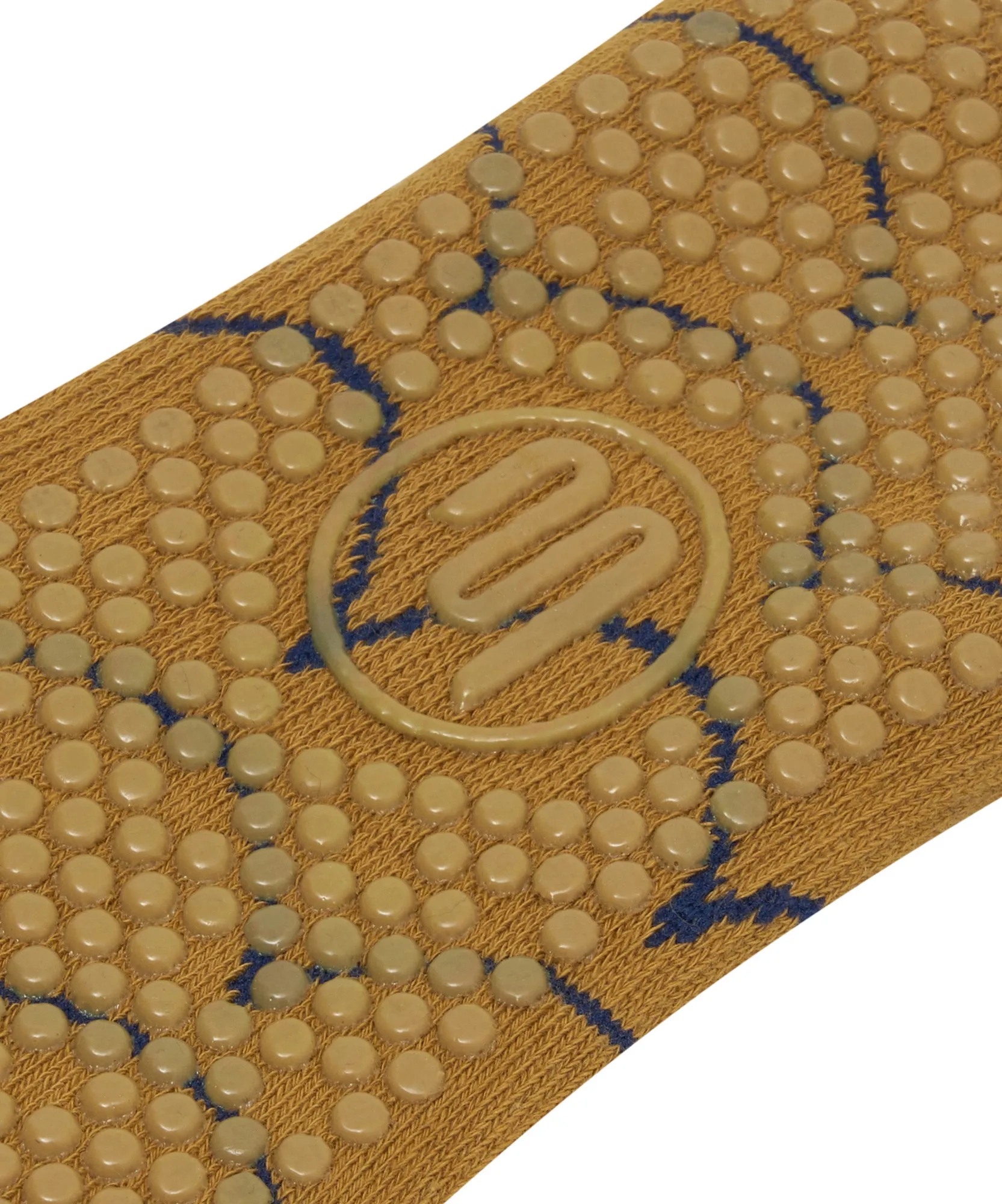Slide On Non Slip Grip Socks - Scallop Mustard