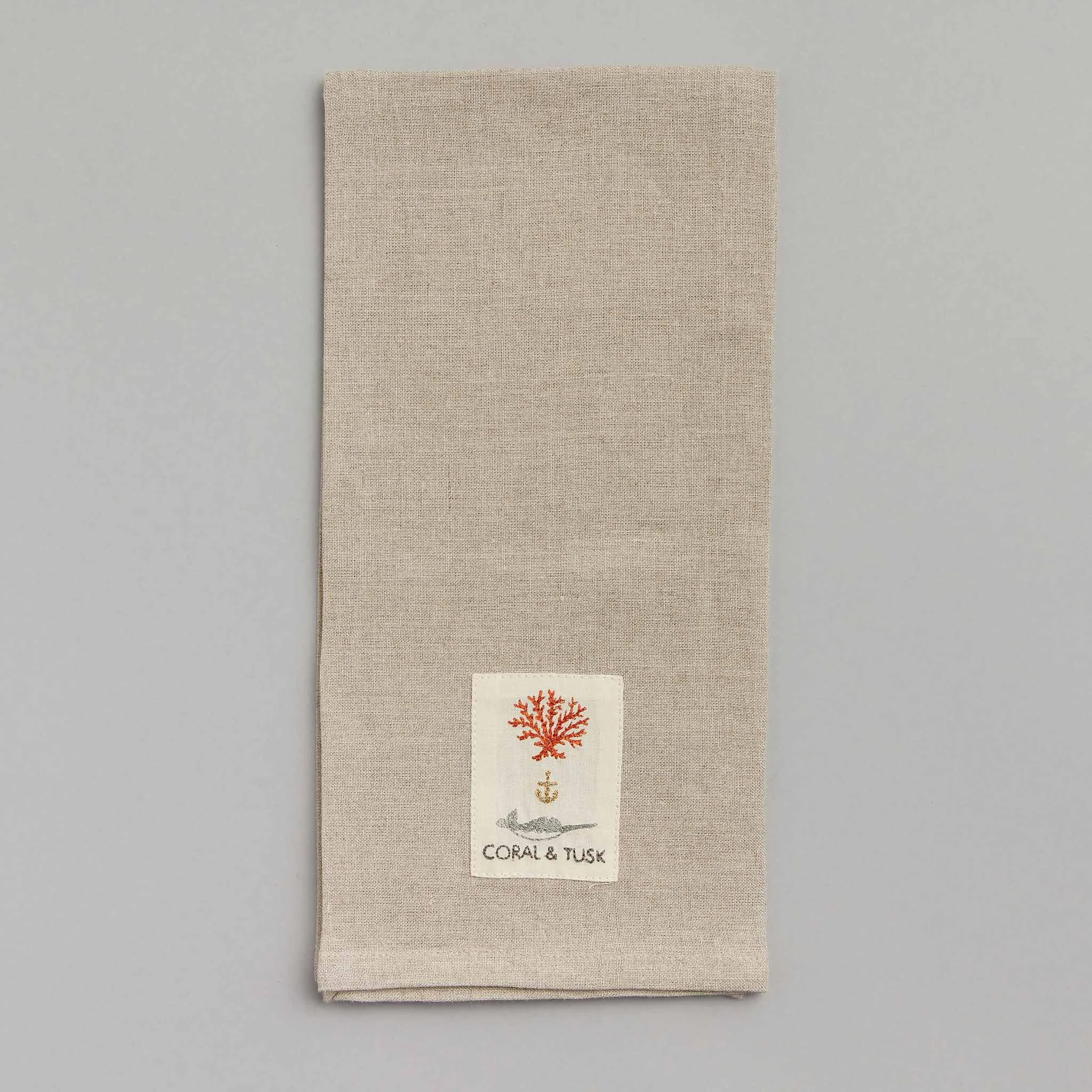Snowshoe Hare Embroidered Linen Tea Towel