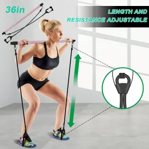 Sport Adjustable Pilates Bar Stick with 4 Resistance Bands