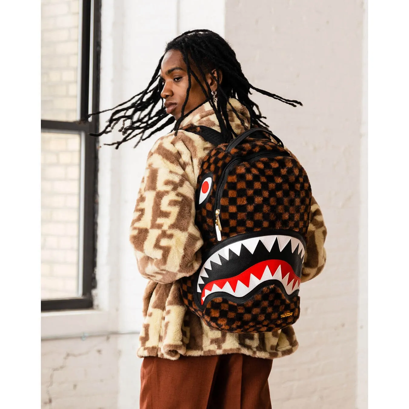 Sprayground Fur Sharks In Paris Backpack - Brown