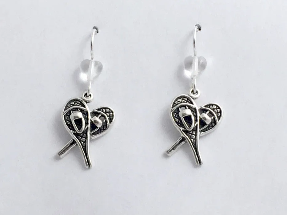 Sterling Silver Snowshoe dangle earrings--snow, winter, shoes, shoe, snowshoeing