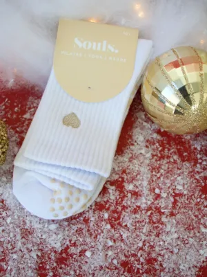 Tan Heart Pilates Socks