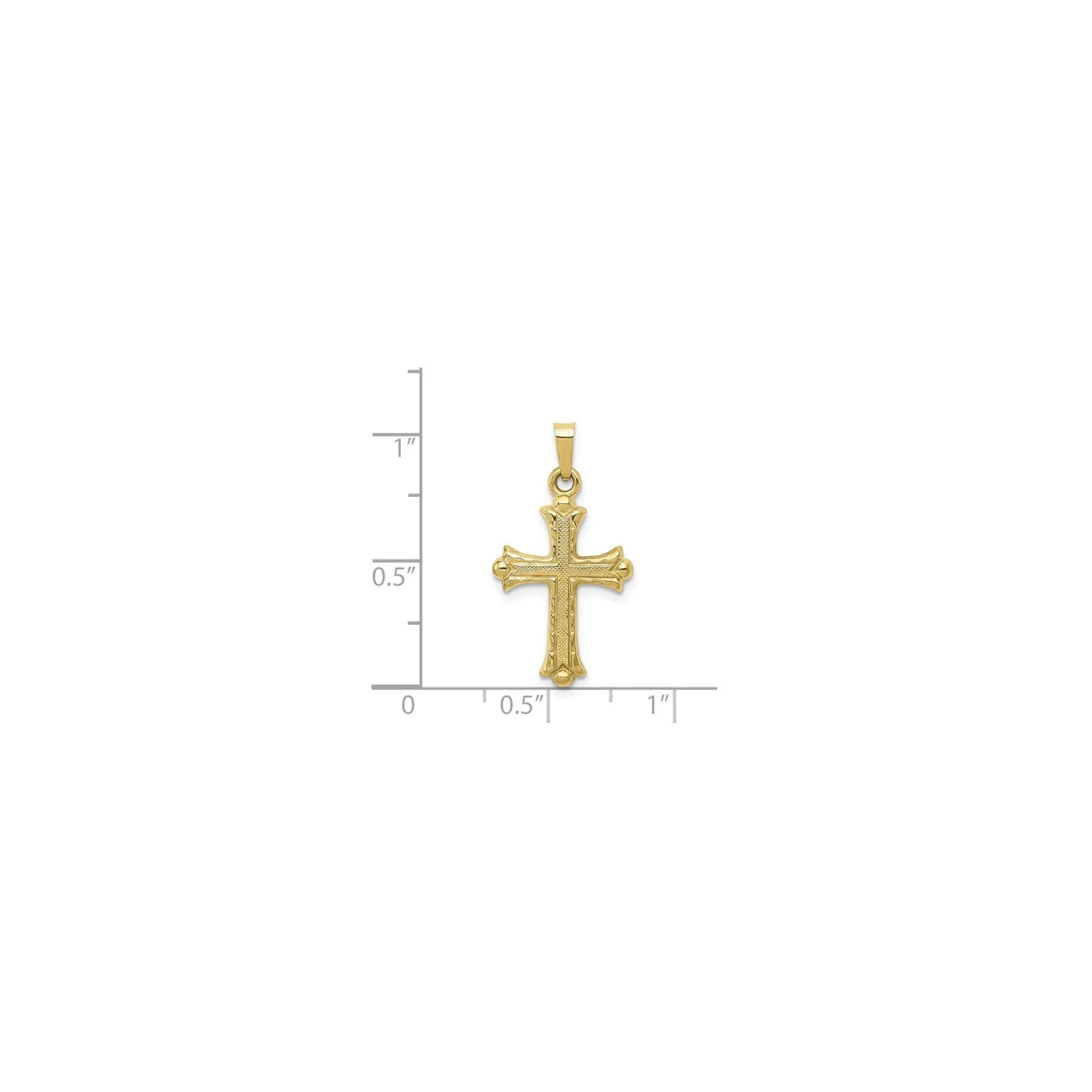 Textured Lightweight Fleur de Lis Cross Pendant (14K)