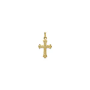 Textured Lightweight Fleur de Lis Cross Pendant (14K)