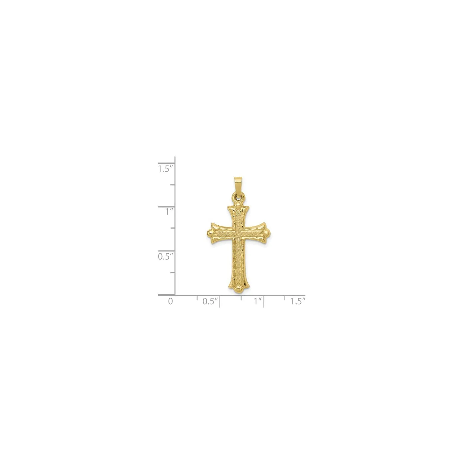 Textured Lightweight Fleur de Lis Cross Pendant (14K)