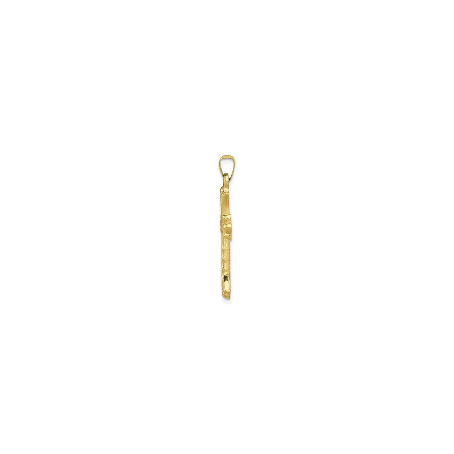 Textured Lightweight Fleur de Lis Cross Pendant (14K)