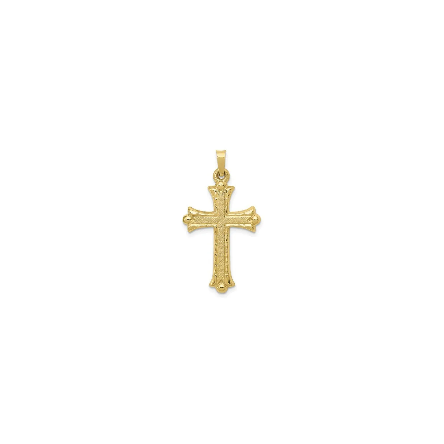 Textured Lightweight Fleur de Lis Cross Pendant (14K)
