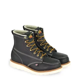 Thorogood 814-6201 Men's American Heritage 6" Black Moc Toe MAXWear Wedge™ Non-Safety Toe Work Boot