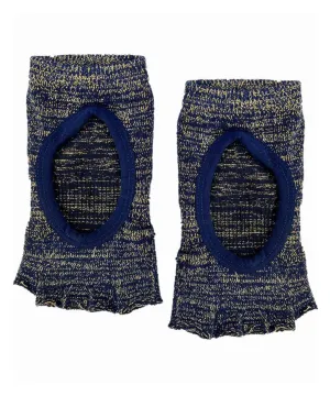 Toeless Non Slip Grip Socks - Navy and Gold