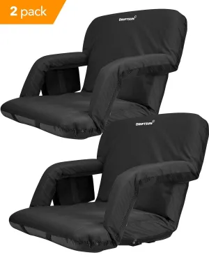 Two-Pack Folding Stadium Seats, Reclining Bleacher Chairs