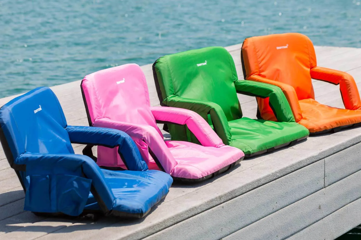 Two-Pack Folding Stadium Seats, Reclining Bleacher Chairs