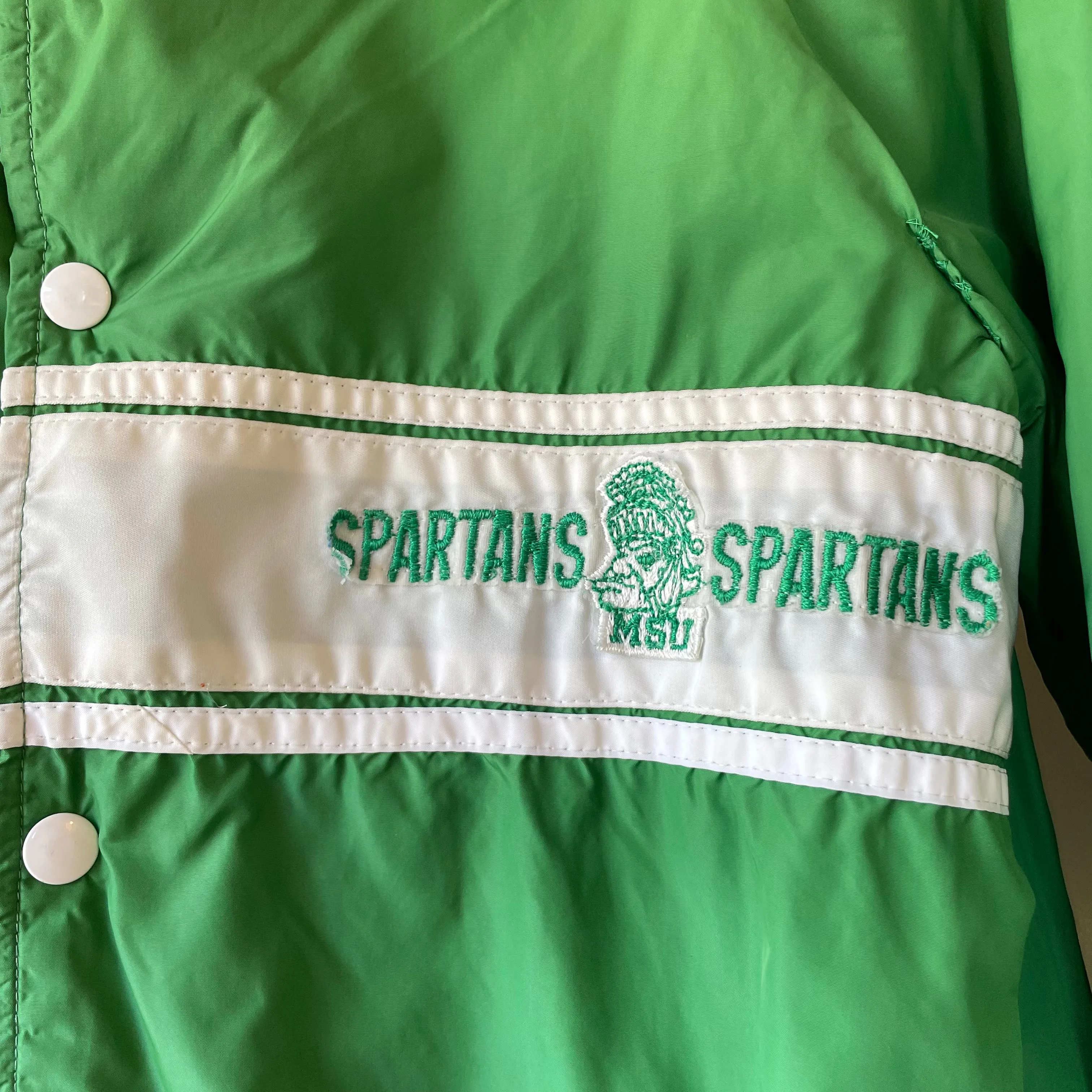 Vintage Retro MSU Spartans Green Lightweight Lined Windbreaker Jacket (HT2336)