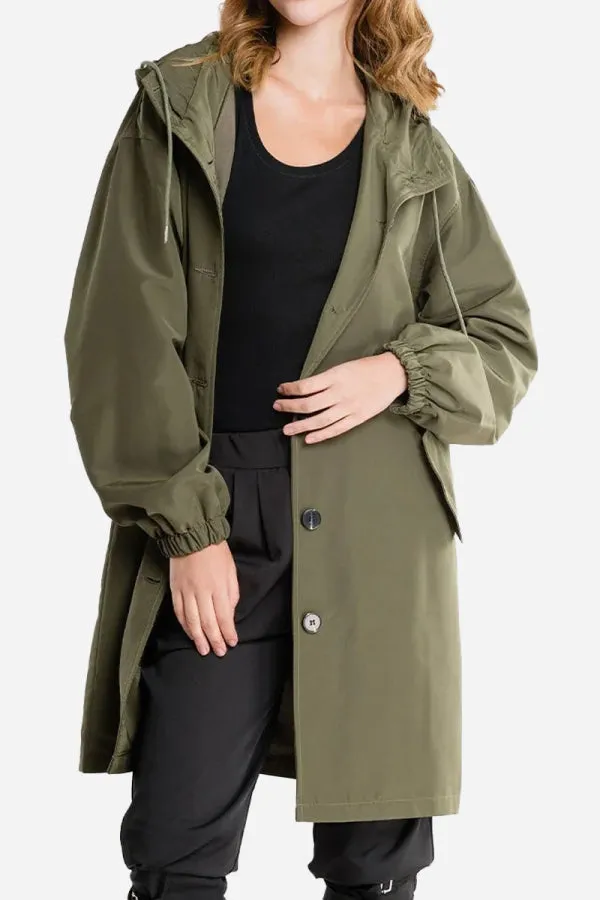 Water Resistant Hooded Oversized Windbreaker