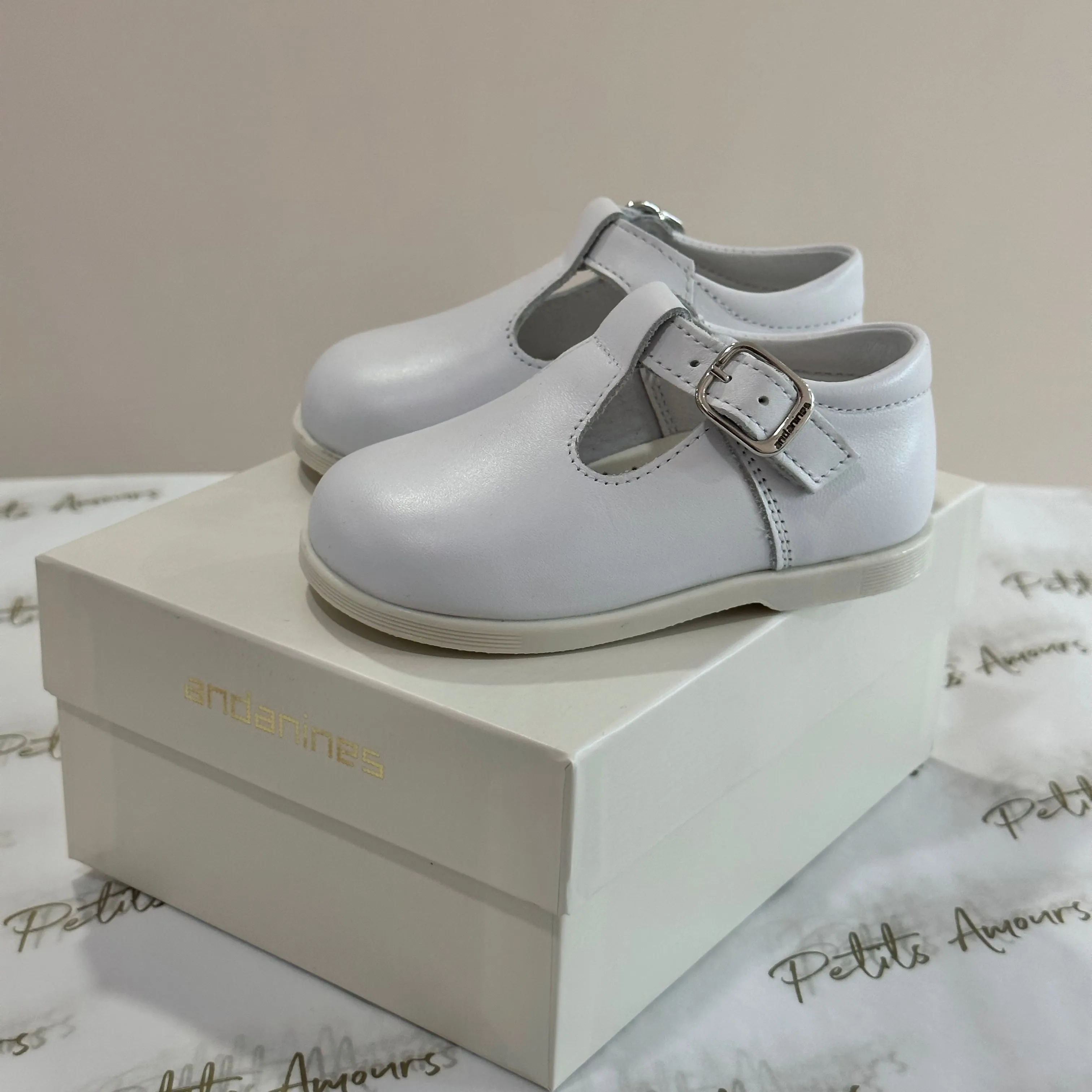 White Leather First Walker Shoes
