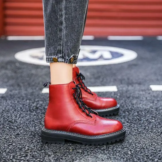 Women's Chic British Style Leather Martin Boots