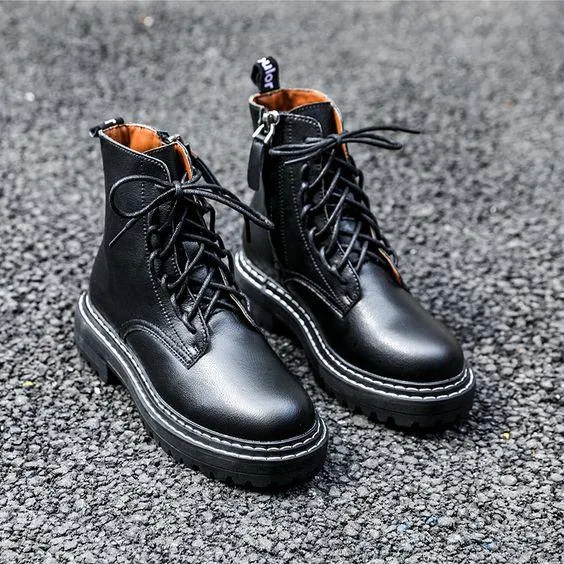 Women's Chic British Style Leather Martin Boots