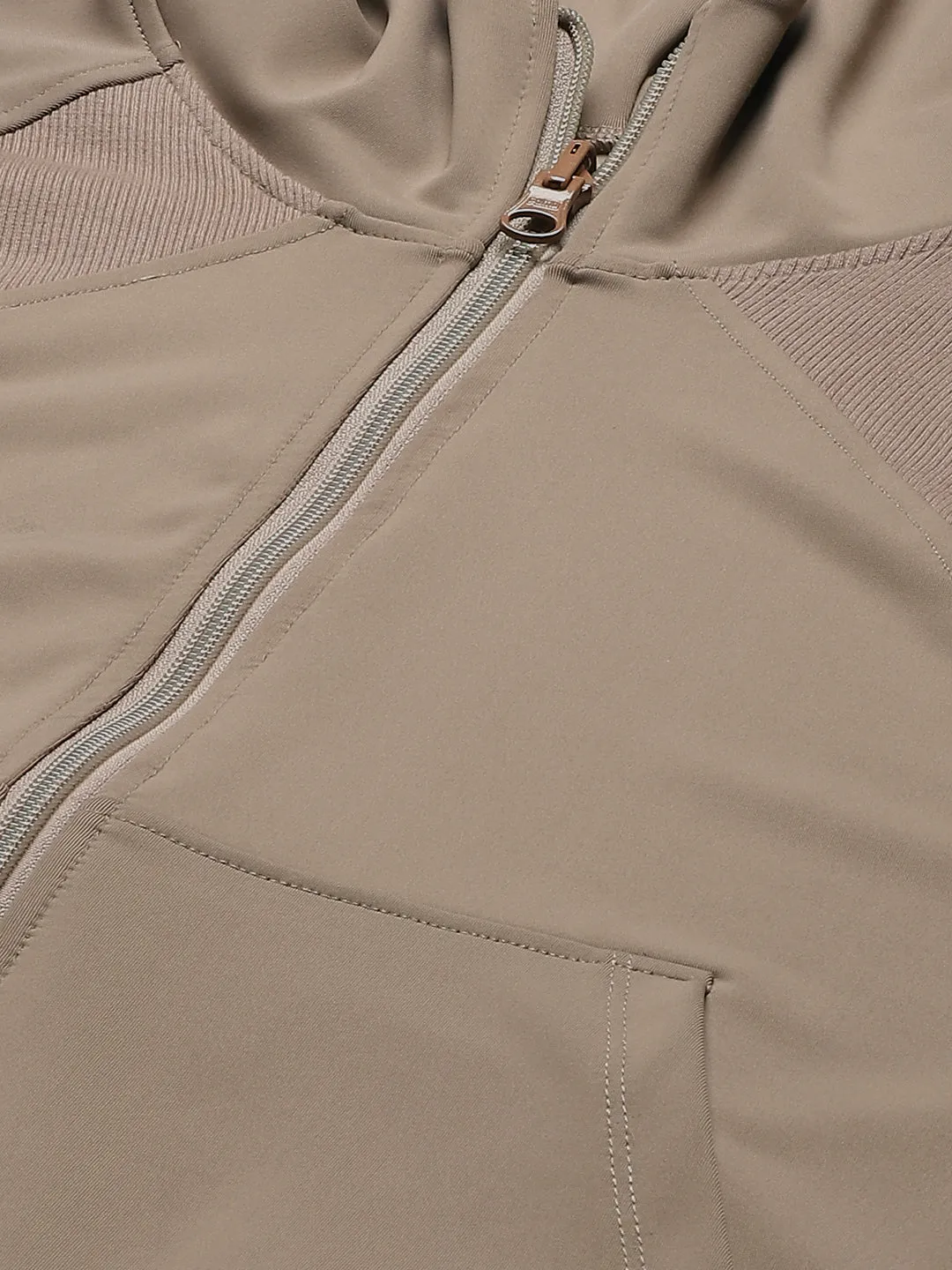 Women's Taupe Solid Sporty Quick Dry Jacket
