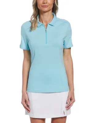 Womens Tonal Heather 1/4 Zip Polo