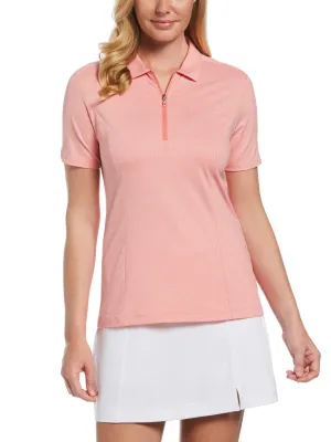 Womens Tonal Heather 1/4 Zip Polo