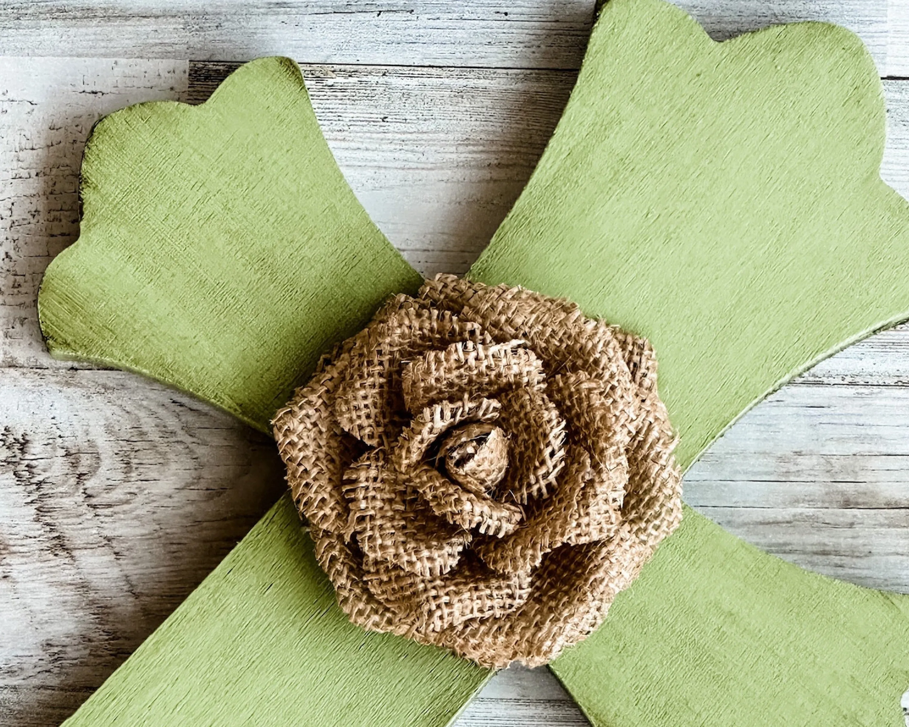 Wooden apple green wall hanging cross