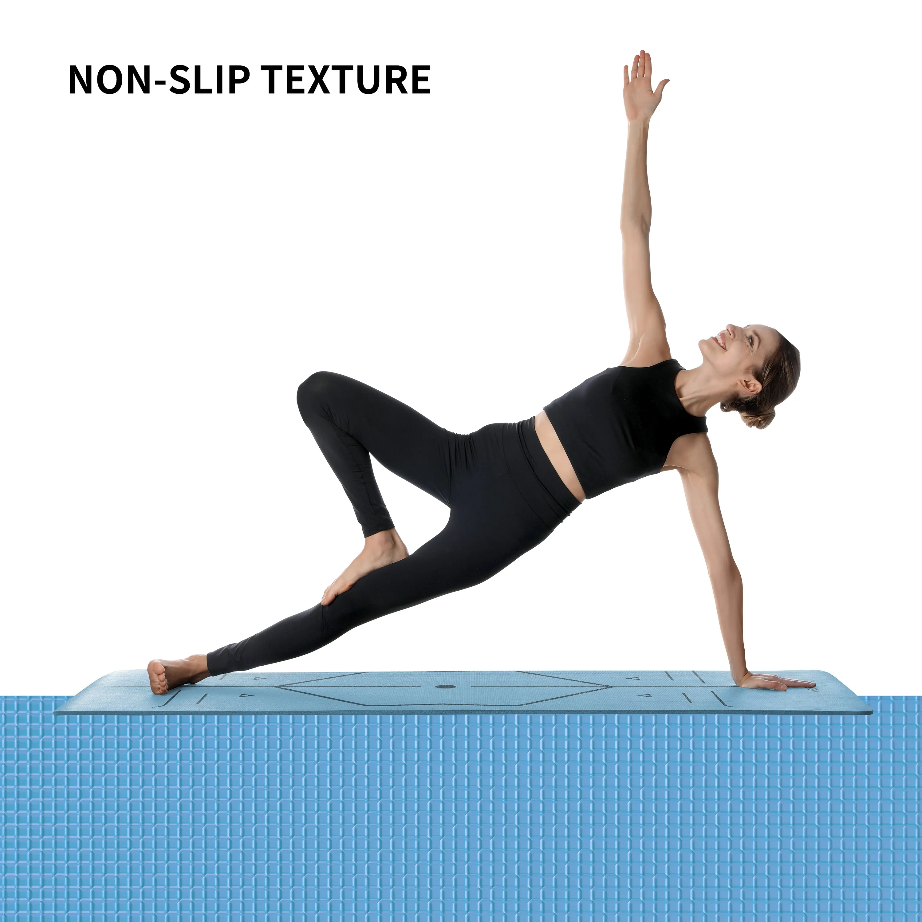 Yoga Mat with Alignment Marks - Carry Bag Included
