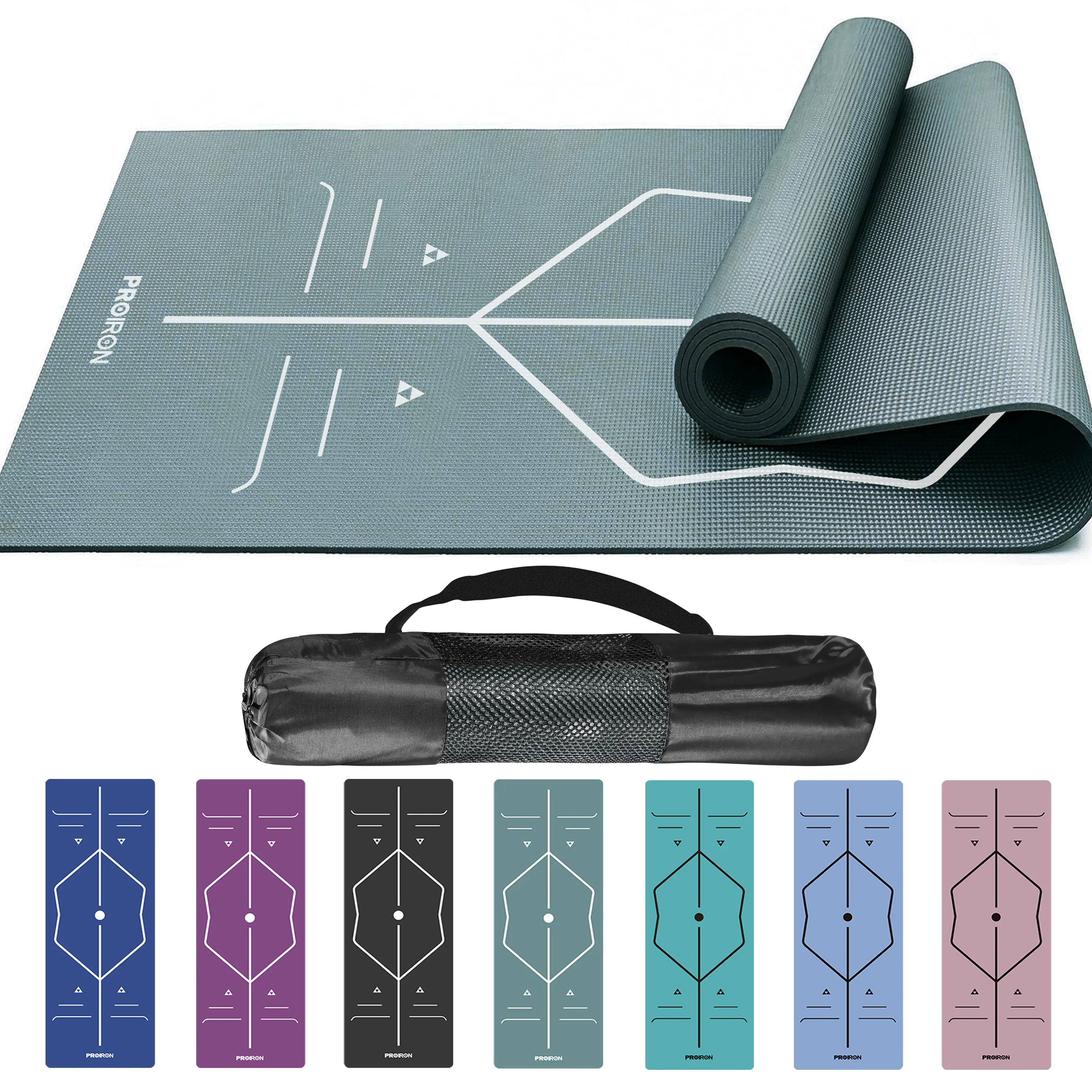 Yoga Mat with Alignment Marks - Carry Bag Included