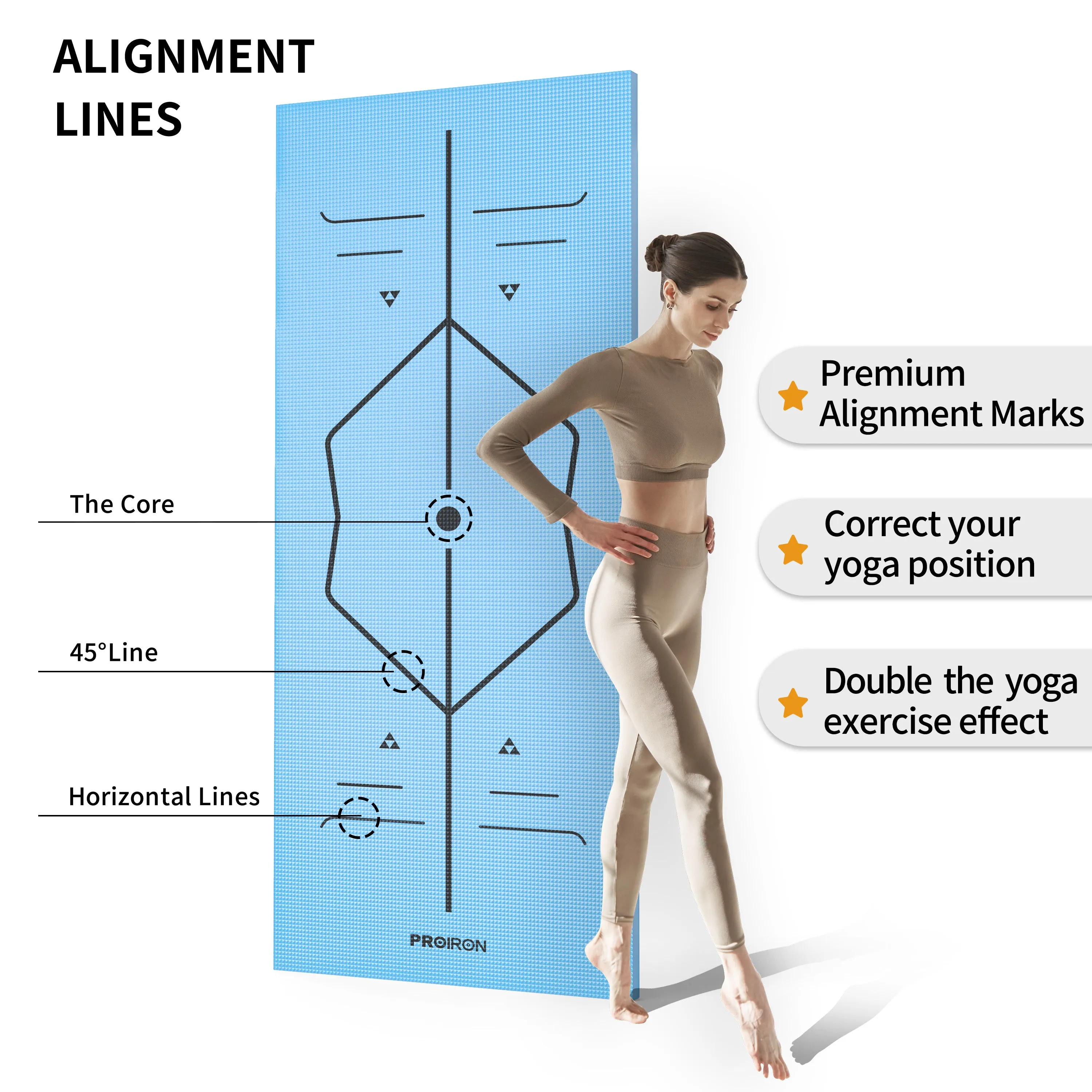 Yoga Mat with Alignment Marks - Carry Bag Included