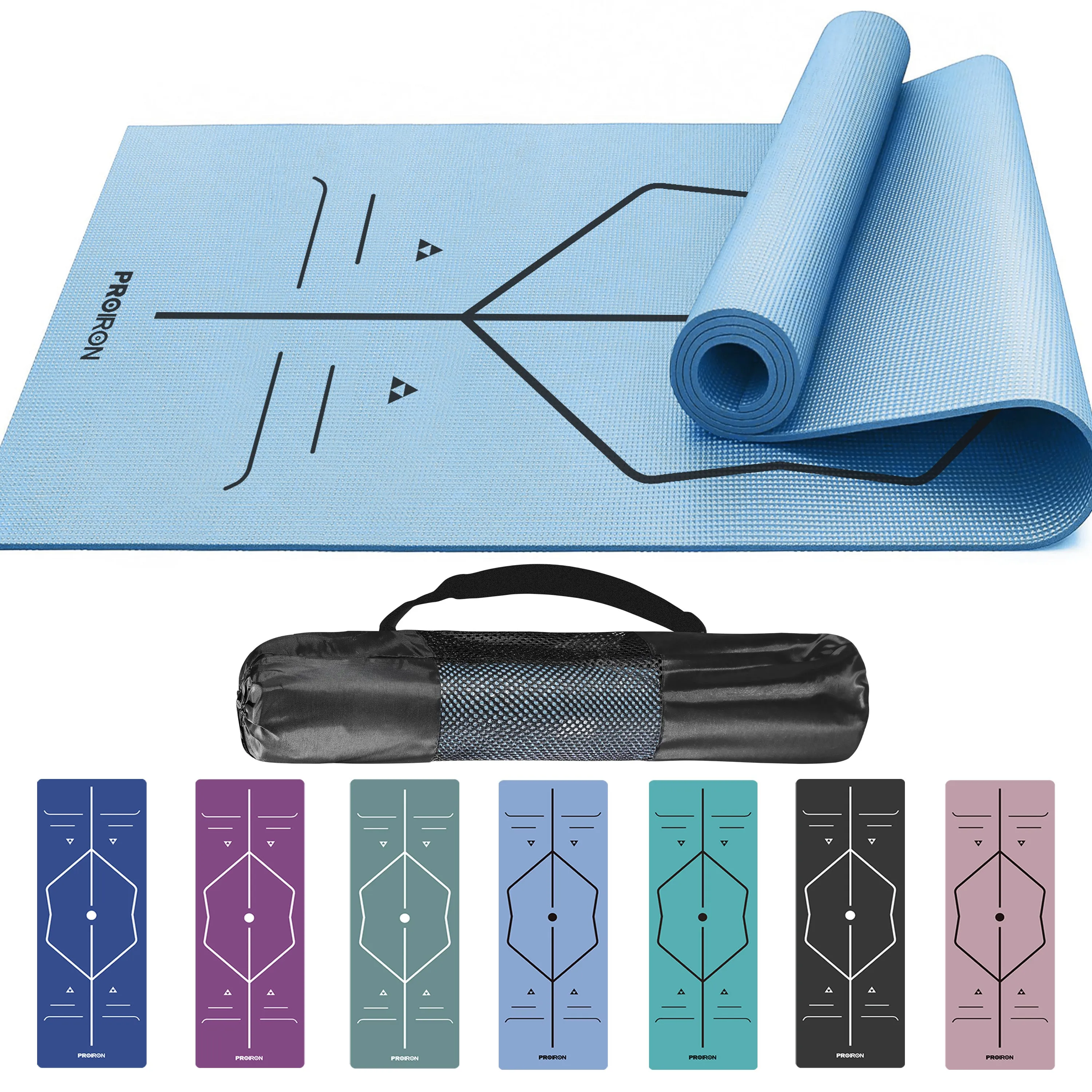 Yoga Mat with Alignment Marks - Carry Bag Included
