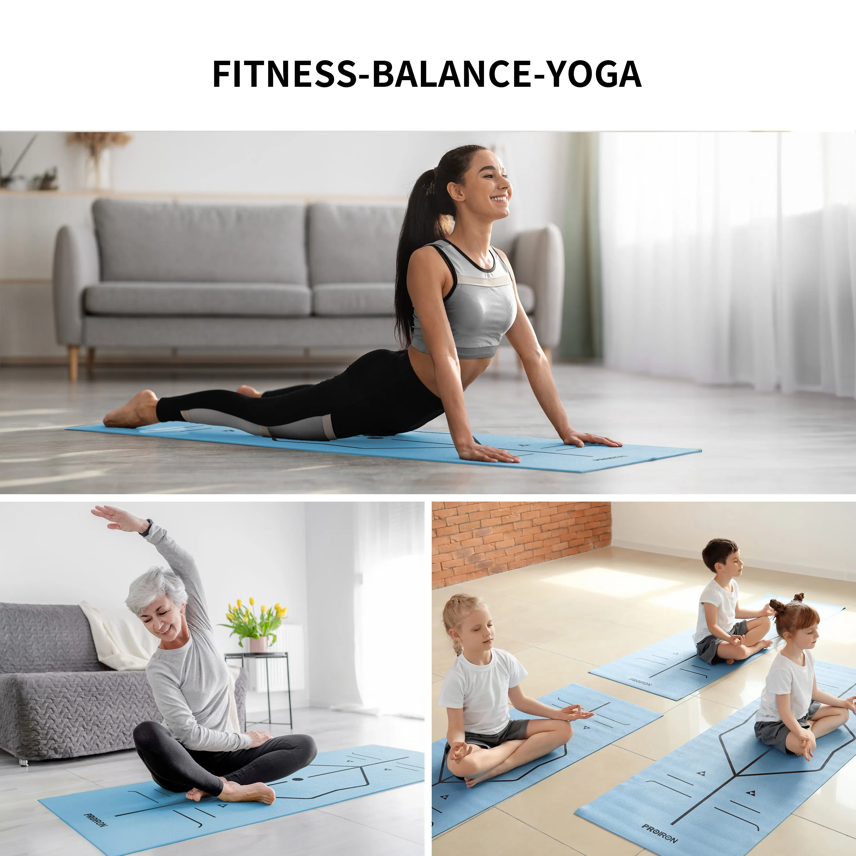 Yoga Mat with Alignment Marks - Carry Bag Included