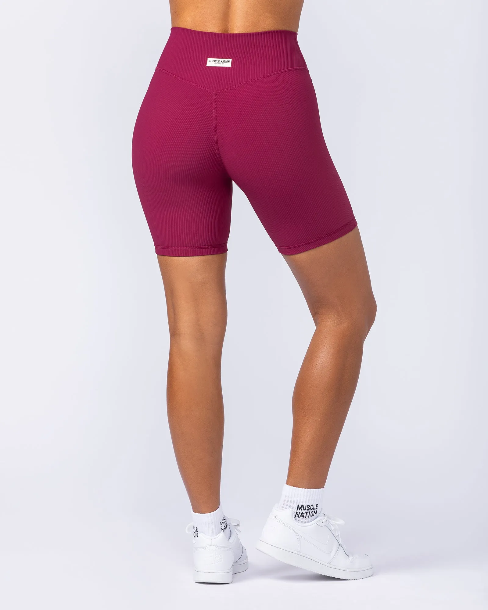 Zero Rise Rib Bike Shorts - Rose Bud