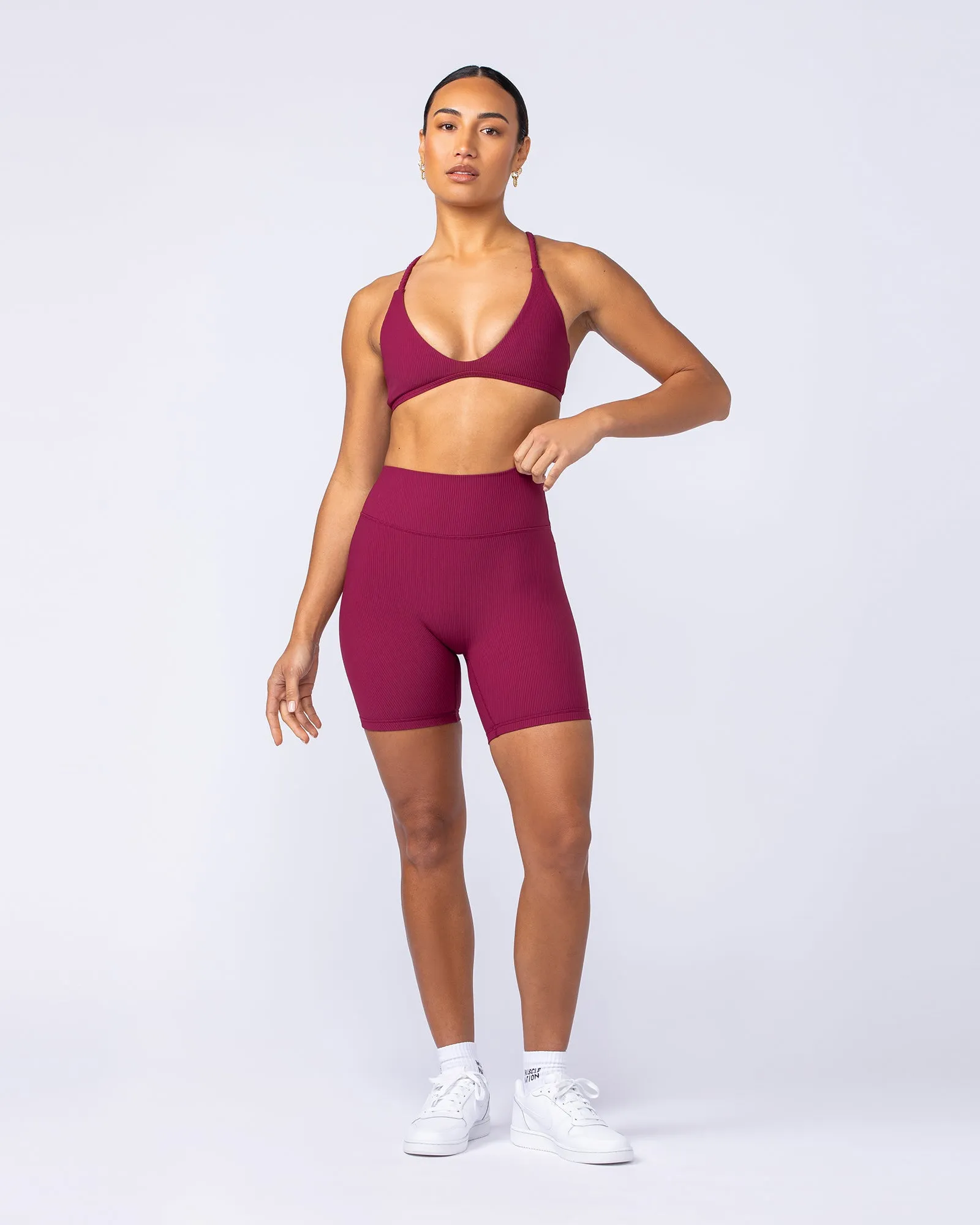Zero Rise Rib Bike Shorts - Rose Bud