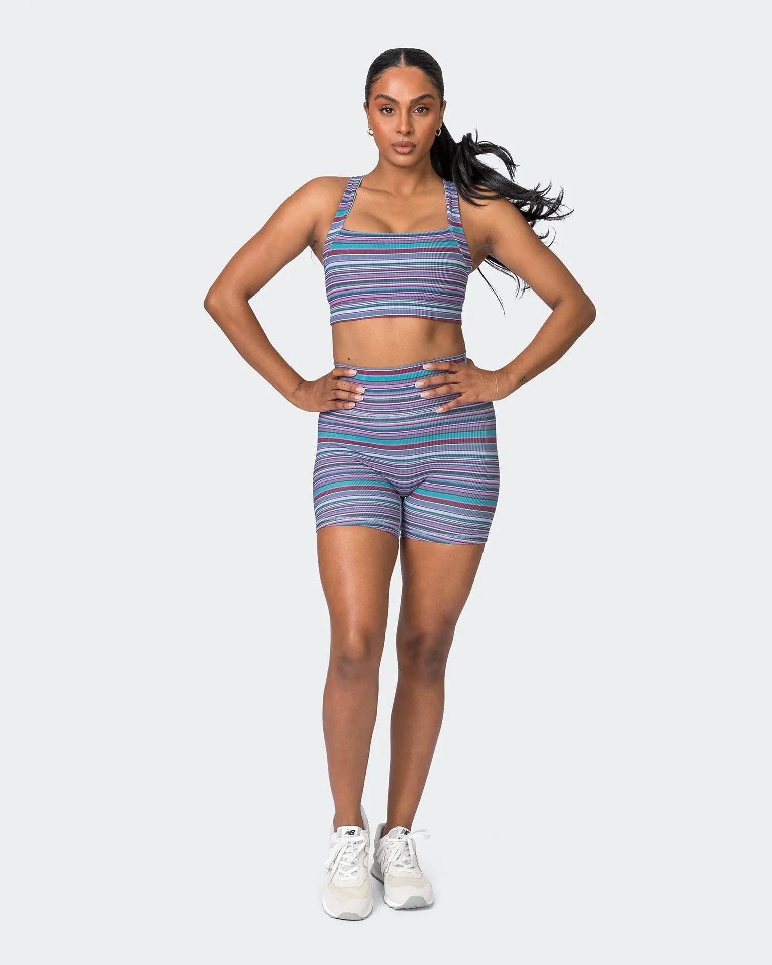 Zero Rise Rib Midway Shorts - Dusk Desert Stripe Print