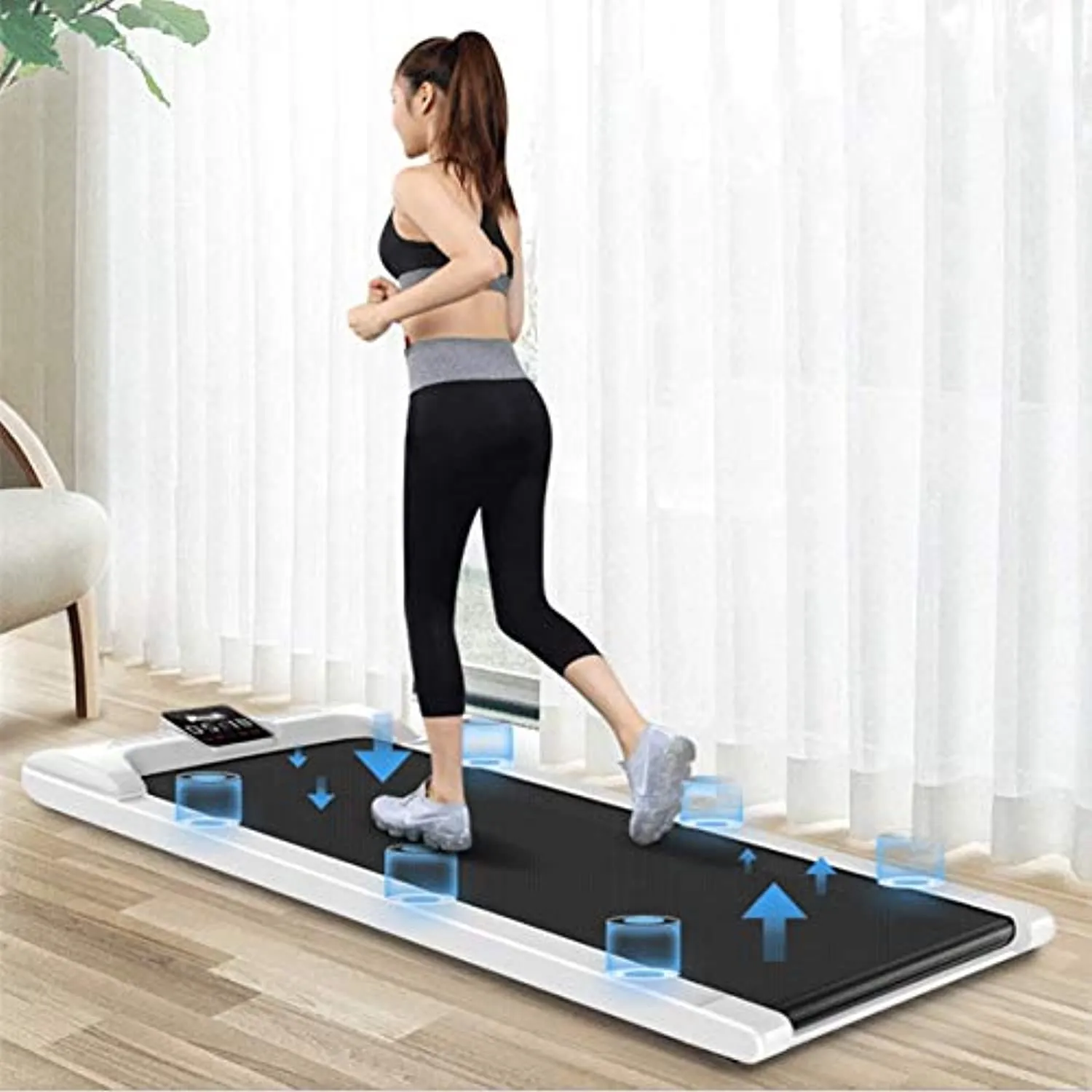 Zzfni Treadmill Multi-Function Gym Stepper Walking Fitness Treadmills Mini Home Treadmill Body Building Running Simple Walking Machine Foldable Treadmill (Color : White)